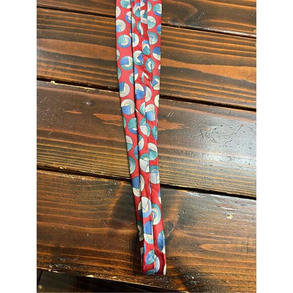 Vintage Christian Dior Tie Red Geometric Circles 100% Silk Made in USA 90s - Picture 5 of 6